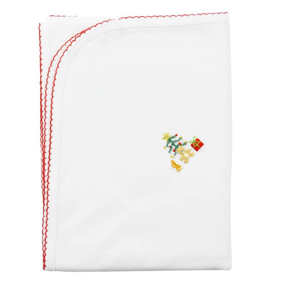 NEW BABY THREADS "tis the season" baby blanket in white